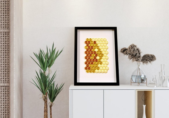 Image 1 of 3D Printed Honeycomb Wall Art, Modern Geometric Framed Decor
