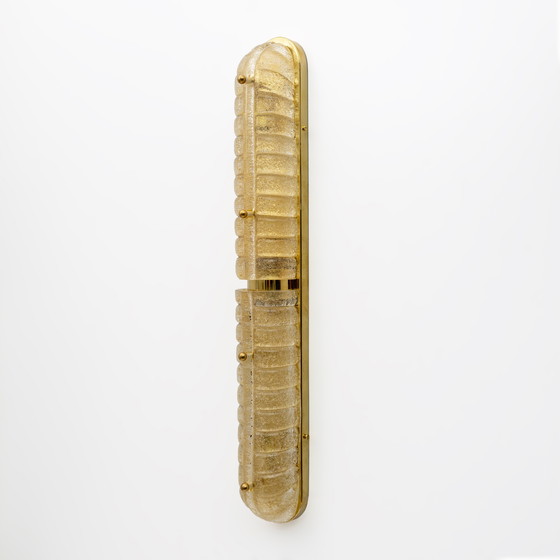 Image 1 of Coppia di applique in vetro di Murano dorato e ottone in stile Art Déco