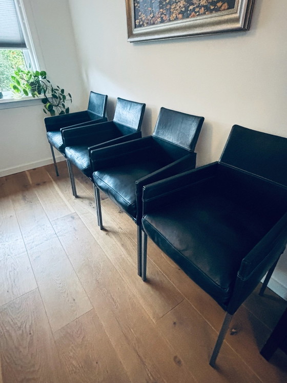 4x KFF Texas Sedie da pranzo – pelle nera con gambe in acciaio inossidabile – Metallo (photo 13 of 15)