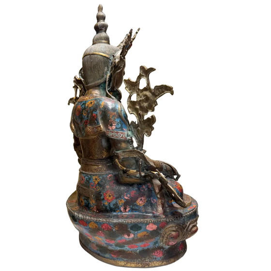 Tara Bianca Sitatara Monumentale – Tarda Dinastia Qing – 80 cm – 26,2 kg Bronzo Dorato & Cloisonné – Sculture (photo 6 of 10)