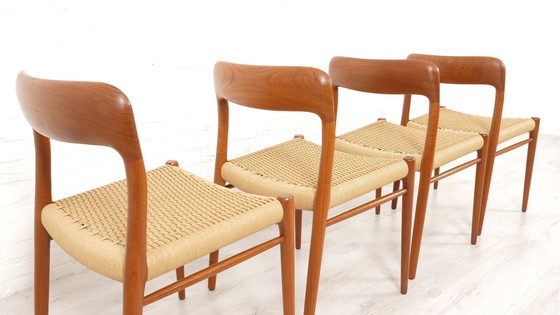 Image 1 of  4 X Vintage Dining Chairs Niels Otto Mller Model 75