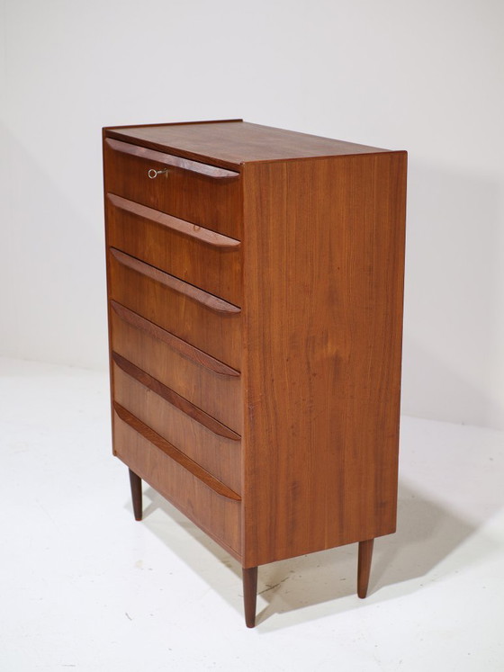 Image 1 of Tall chest of drawers vintage teak Danish 1960s tallboy