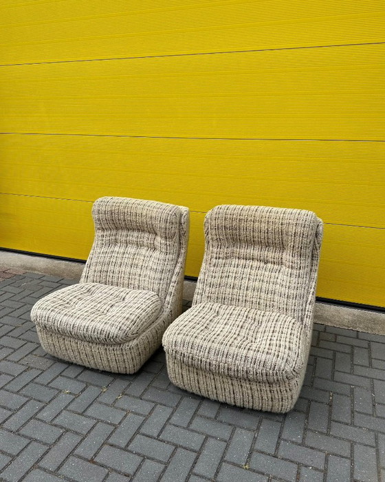 Image 1 of Set di poltrone lounge vintage - Intrecciato color crema/beige/marrone