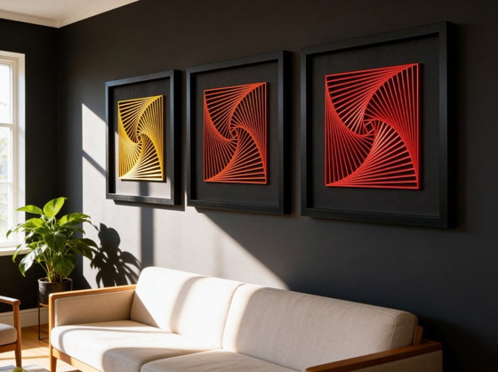 Image 1 of 3D-gedrucktes geometrisches Spiralkunstwerk – Seiden-PLA auf Leinwand – Gerahmte, limitierte Auflage (2026)