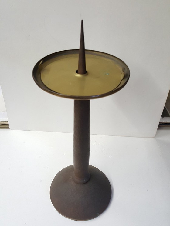Image 1 of Red copper candlestick, unique, wrought iron, 1940-1944