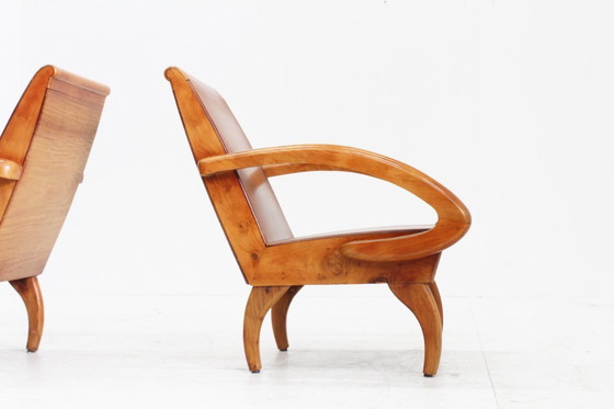 Image 1 of Set di poltrone in legno vintage della metà del secolo scorso