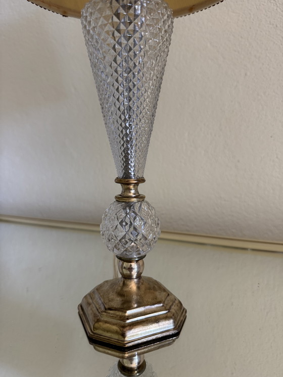 Image 1 of Glass and brass lamp from the 60s