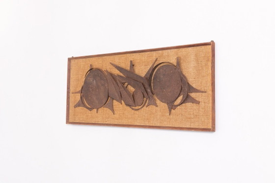 Image 1 of Brutalistische metalen wandsculptuur van Henrik Horst, Denemarken, jaren 70.