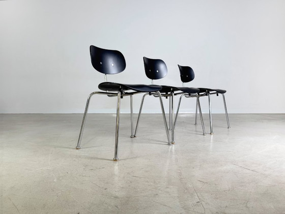 Image 1 of Set of 3 Egon Eiermann SE68 Midcentury chairs Wilde+Spieth black