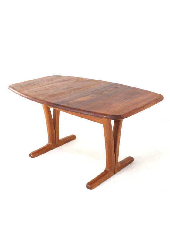 Image 1 of Table de salle à manger rectangulaire ovale à rallonge Holstebro en teck massif