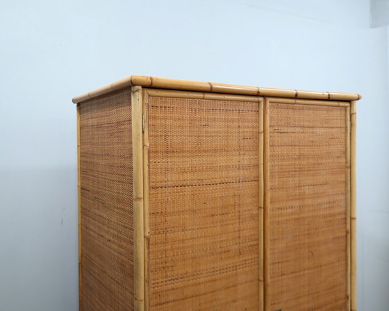 Image 1 of Armadio autoportante vintage Dal Vera in bambù e rattan, anni '70.