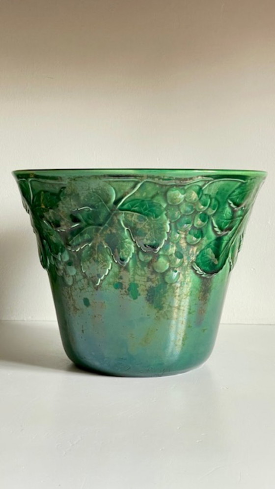 Image 1 of Cache-POT Barbotine GIEN France Vintage