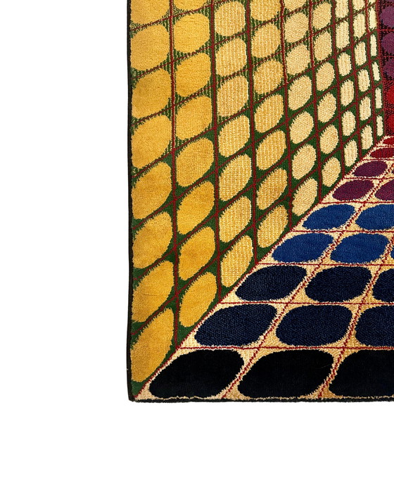 Image 1 of Geometrischer 3D-Op-Art-Teppich im Stil von Victor Vasarely Herkunft: Deutschland, 1970er Jahre