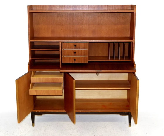 Scrittoio Segretario Scandinavo in Teak, Svezia, anni '50, Scrivanie, Ottone, Scandinavian (foto 3 di 4)