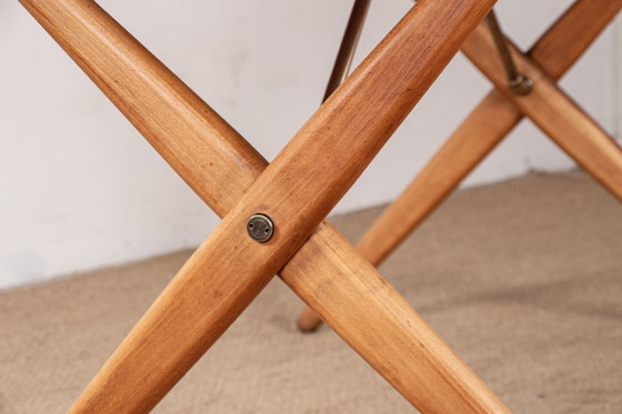 Image 1 of Deense eettafel van massief teak en beukenhout met messing, model AT 303, ontworpen door Hans Wegner voor Andreas Tuck in 1960.