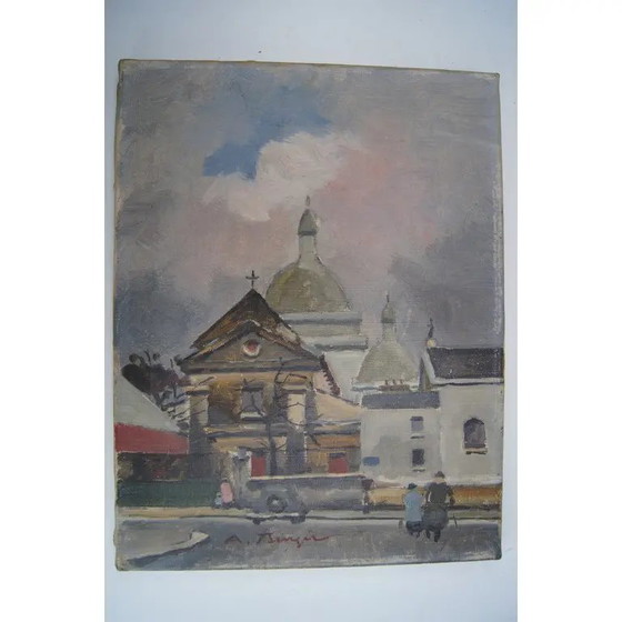 Mitte 20. Jahrhundert "Die Kirche" Impressionistisches Landschaftsölgemälde von Antoine Burger (photo 11 of 11)