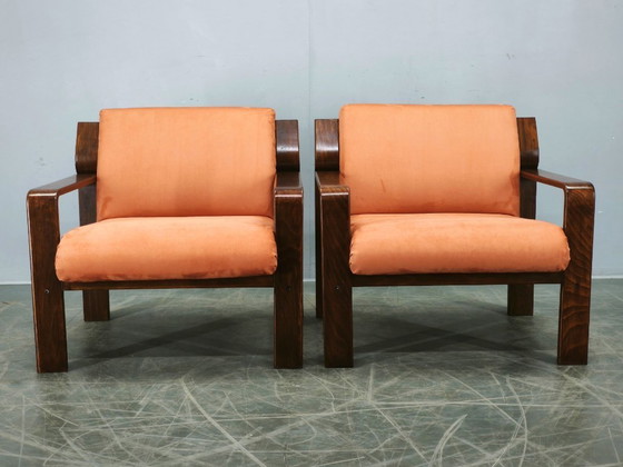 Image 1 of Coppia di poltrone Ludvik Volak Drevopodnik Holesov, stile Mid-Century Lounge, ceco, anni '70.