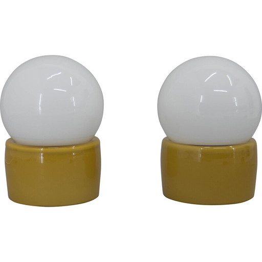 Pair of vintage bedside lamps in glass, 1960