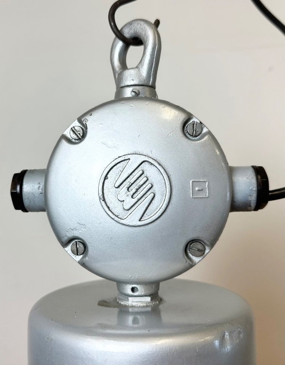 Image 1 of Large Red Painted Industrial Factory Lamp from Elektrosvit, 1960s