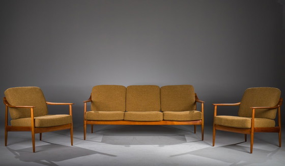 Image 1 of Mid-Century Lounge Chairs and 3-Seater Sofa by Walter Knoll Antimott, 1960s, Set of 3