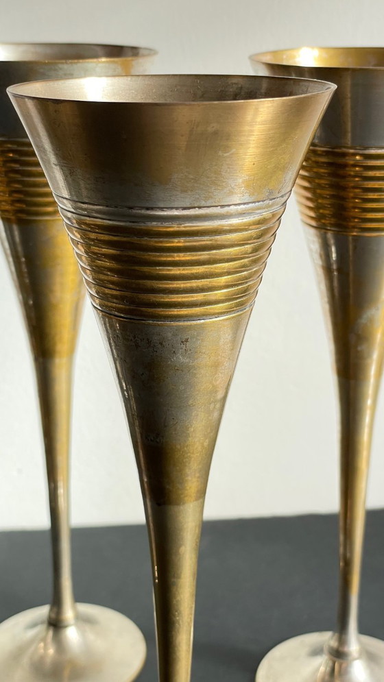 Image 1 of 6 flûte da champagne vintage in ottone placcato argento