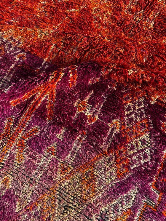 Image 1 of Zeldzaam vintage Marokkaans Boujad-tapijt 170x350 cm – Handgemaakt Berber wollen tapijt