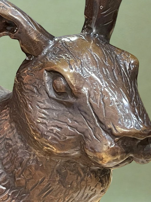 Scultura animale – Lepre / Coniglio in bronzo – 35 cm