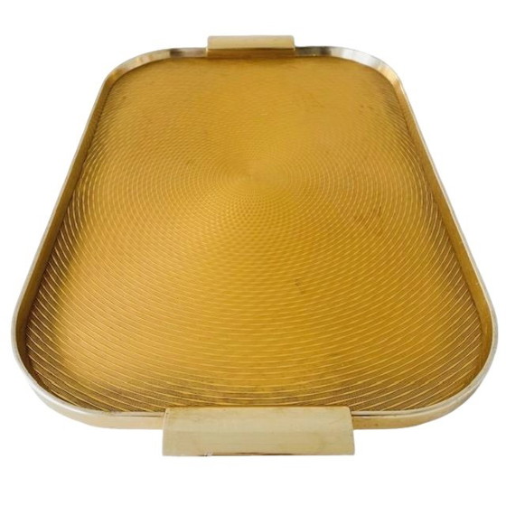 Image 1 of Hollywood Regency gold colored tray Kaymet 1960's