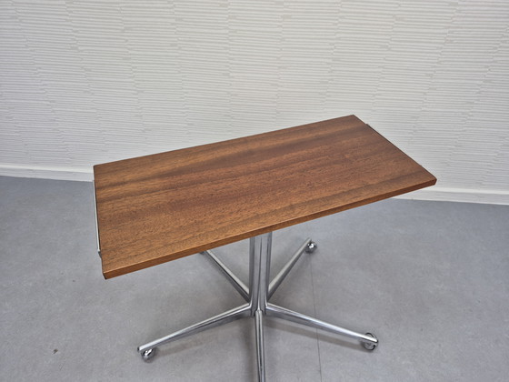 Image 1 of Vintage television table. Mobile side table. Chrome/teak.