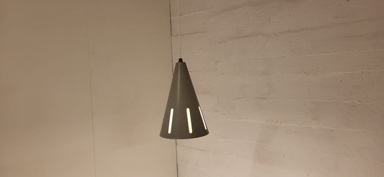 Hala Zeist H.Th.J.A. Busquet Conical Pendant lamp, 1950s, Metal, Grey, Vintage (photo 4 of 11)