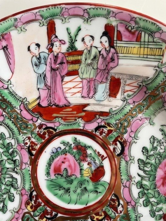 Antique Vintage Chinese Porcelain Plate Rose Medallion – Crockery (photo 6 of 20)