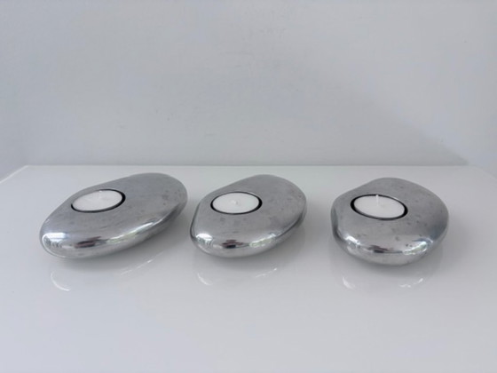 Set de 3 Portavelas de Aluminio – Forma Orgánica – Aluminium (photo 4 of 17)