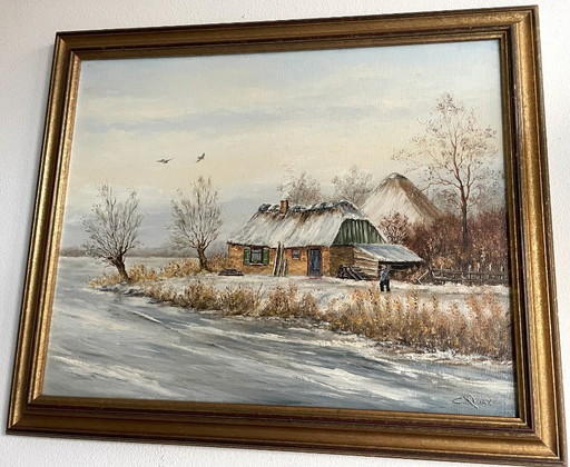 Cor Quax - (1927 - 2008) - Paisaje invernal – schilderijen tekeningen, Wood, Canvas (photo 2 of 12)