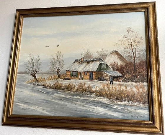 Cor Quax - (1927 - 2008) - Paisaje invernal – Pinturas y dibujos, Wood, Canvas (photo 2 of 12)