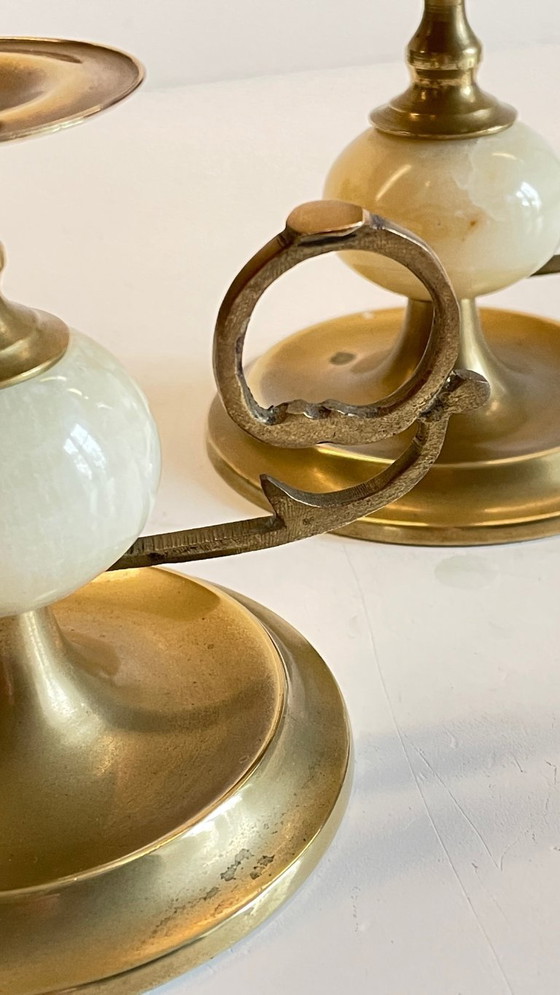 Image 1 of Candelieri vintage in onice, marmo e ottone
