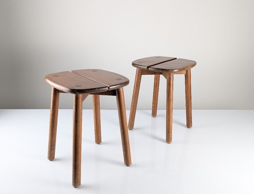 Coppia di sgabelli in legno di Pierre Gautier Delaye, Francia, anni '60