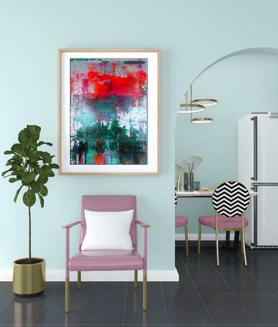 Image 1 of Original Acrylic Painting Abstract Expressionism Forest Lake