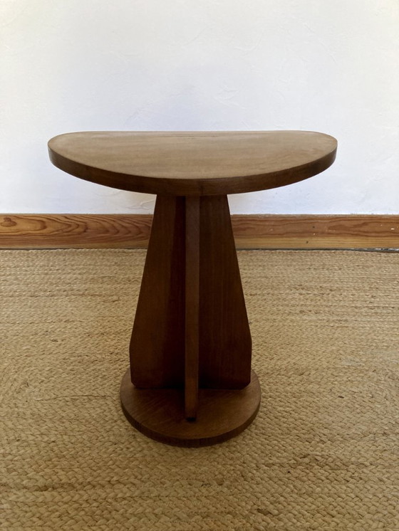 Image 1 of Wooden stool with convex seat