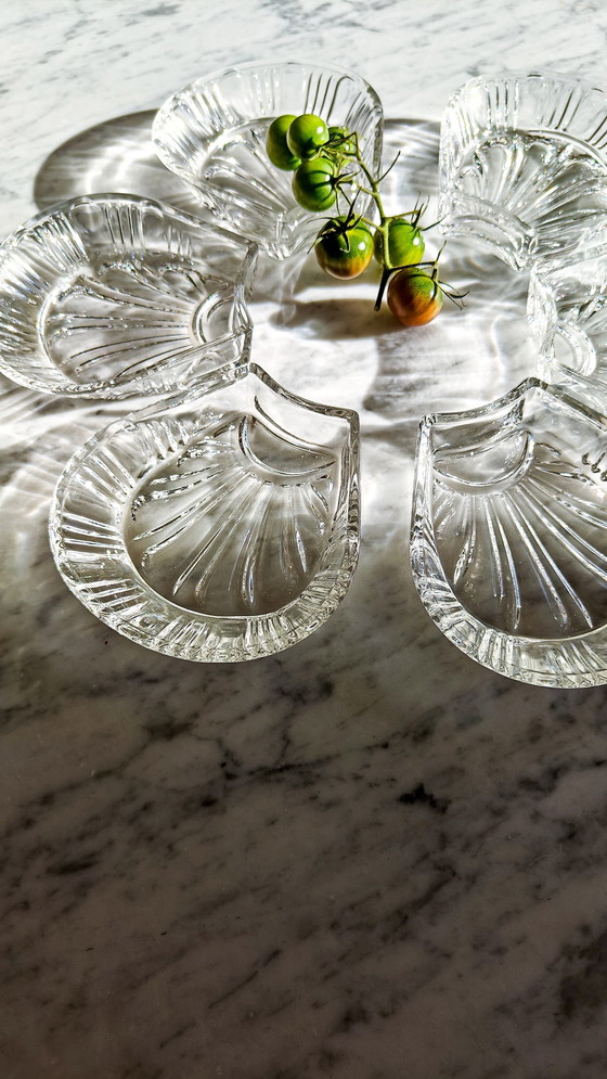 Image 1 of 6x vintage glass shell / oyster plates