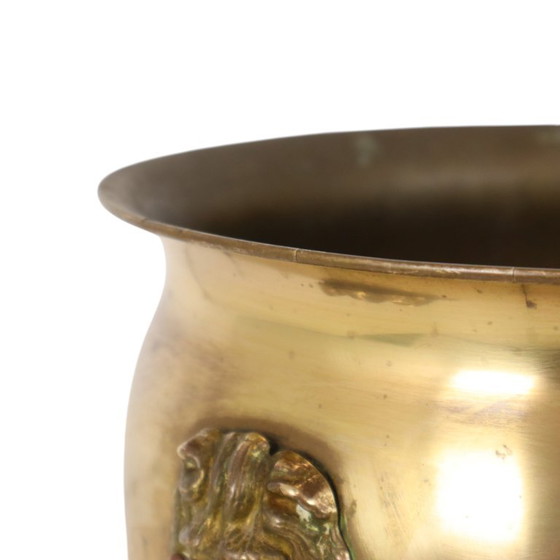 Oude Jardinière Bloempot Messing Leeuwenkopjes Begin 20ste – Plantenbak, Brass (photo 10 of 15)