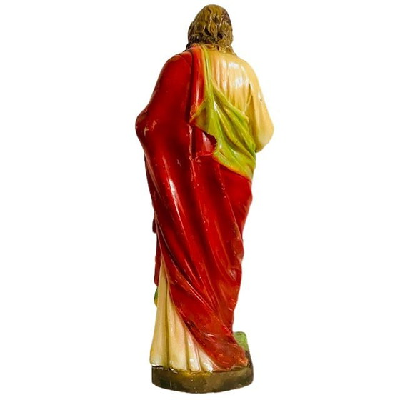 Image 1 of Statua vintage di Gesù XL sacro cuore rosso