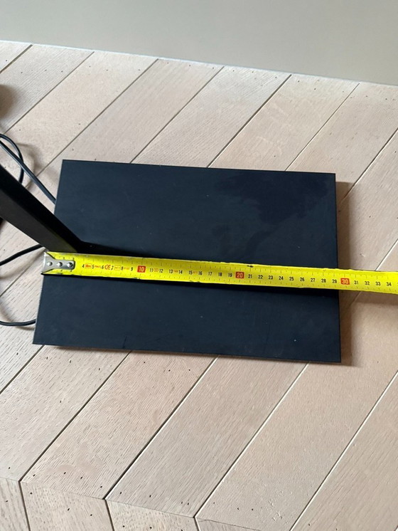 Image 1 of 1x, zwart metalen vloerlamp, met lichtgrijze kap