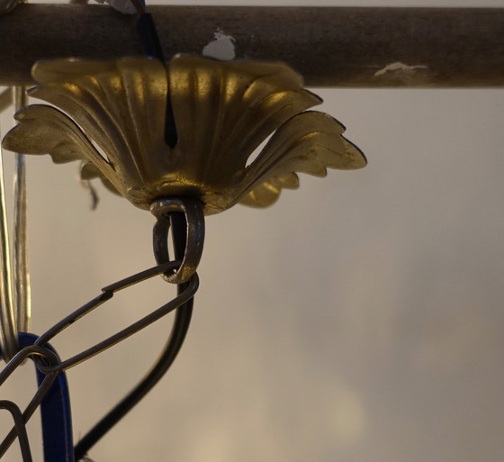 Image 1 of Lámpara de techo/araña de cristal transparente con forma de uva, años 70