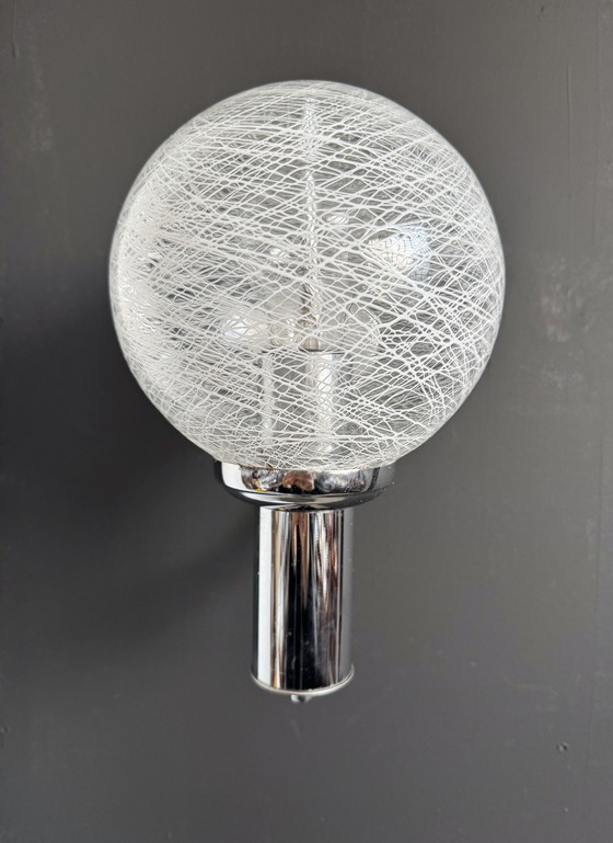 Image 1 of Applique cromata con vetro soffiato, anni '70