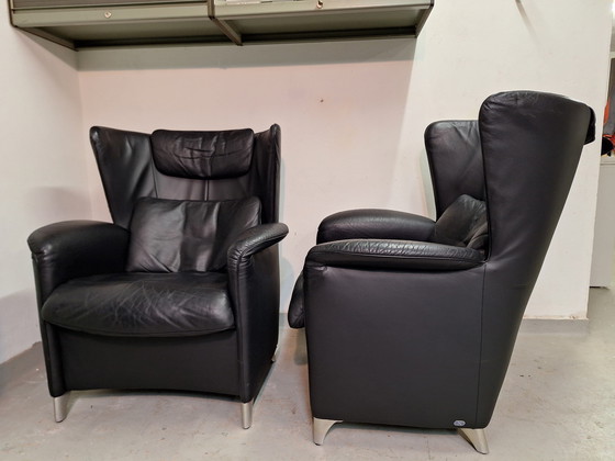 Image 1 of Desede de sede DS-23 armchairs 2 pieces in black leather
