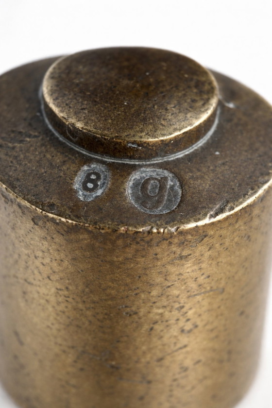 Image 1 of Antieke Duitse postweegschaal DRGM – Messing brievenweegschaal – Vintage bureau- of kantooraccessoire