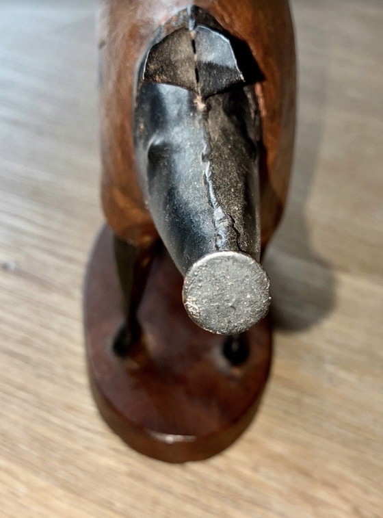 Image 1 of Scultura di maiale in legno e ferro