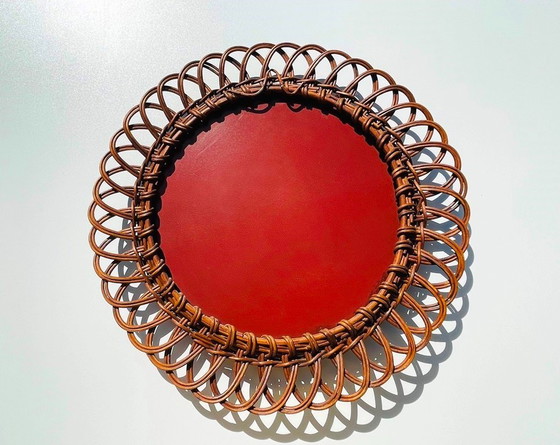 Image 1 of Rotan spiegel 49 cm * Vintage 70s *