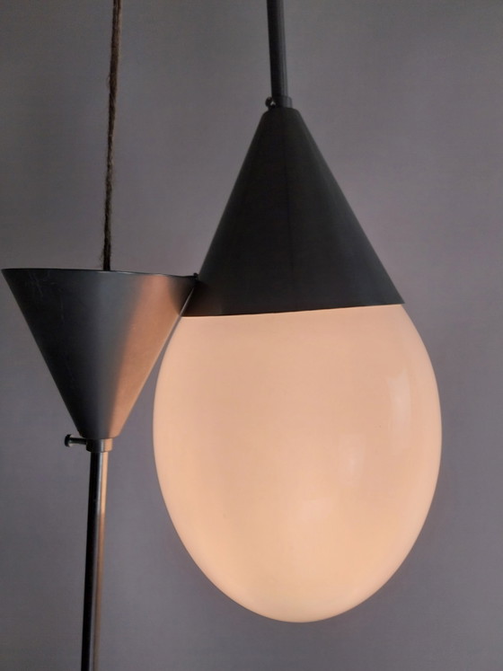 1 x Set Giso Drop Lamps in Opal White 1970s – Pendant lamps, Glass, Metal, Vintage (photo 4 of 8)