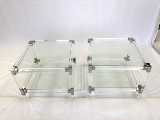 Side Table of Plexiglass and Brass 1980